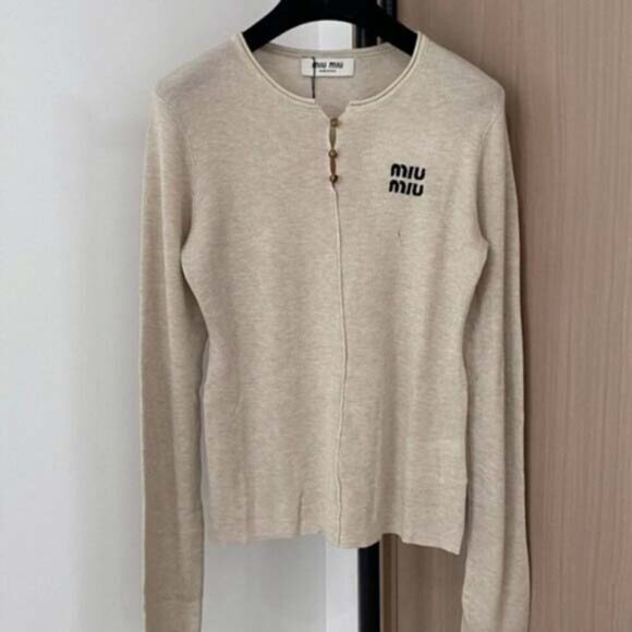 Miu Miu Light Beige Knit Cardigan - Picture 1 of 3